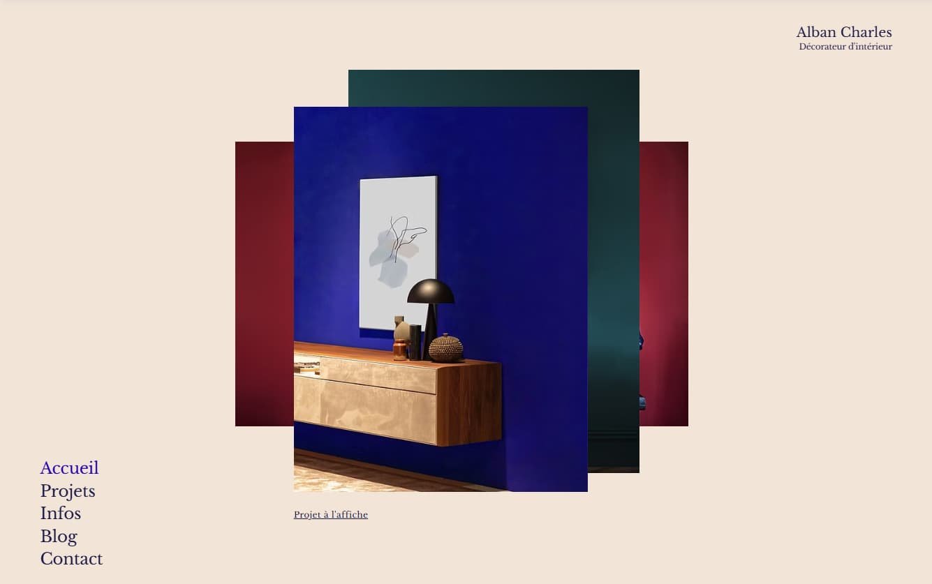 Site vitrine d'Alban Charles, décorateur d'intérieur, présentant ses réalisations